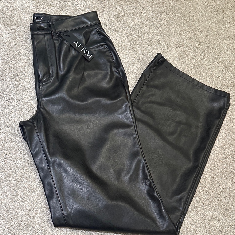 AFRM Black Faux Leather Pants